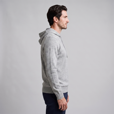 Herren Strick-Hoodie aus Wolle mit Kordelzug