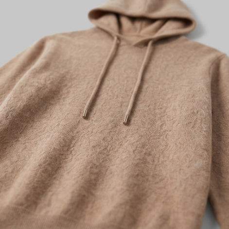 Herren Strick-Hoodie aus Wolle mit Kordelzug