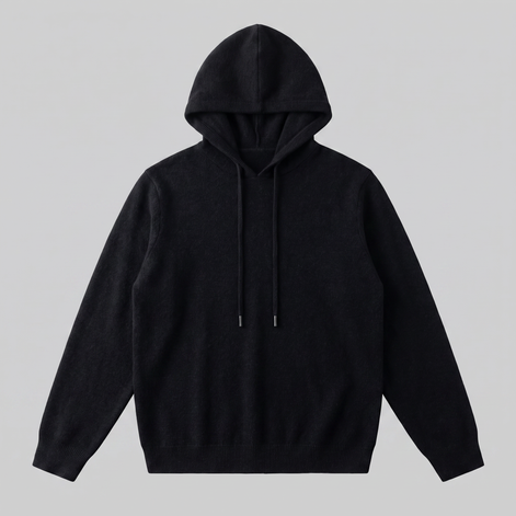 Herren Strick-Hoodie aus Wolle mit Kordelzug