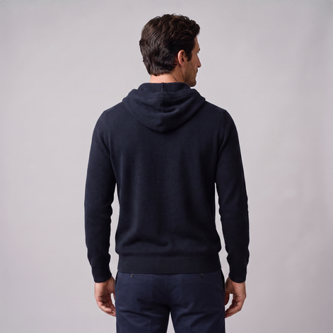 Herren Strick-Hoodie aus Wolle mit Kordelzug