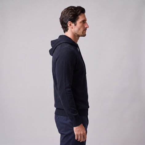 Herren Strick-Hoodie aus Wolle mit Kordelzug