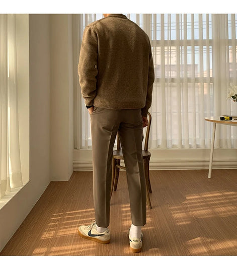Herren Strick-Polopullover mit Knopfleiste und gerippten Bündchen