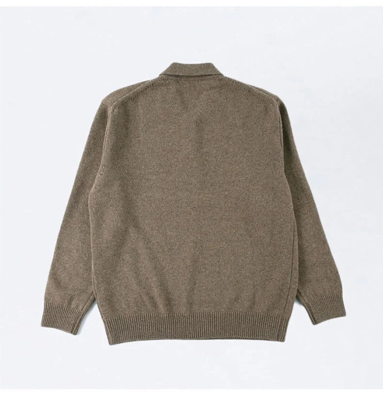Herren Strick-Polopullover mit Knopfleiste und gerippten Bündchen