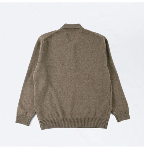 Herren Strick-Polopullover mit Knopfleiste und gerippten Bündchen