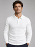 Herren Strick Poloshirt mit Rippstruktur und Langarm