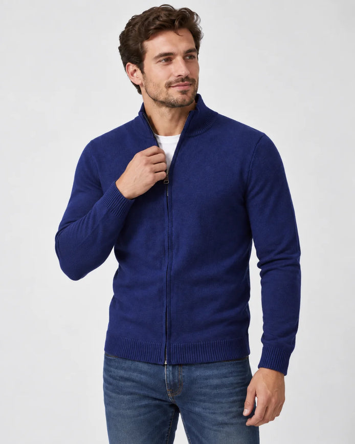 Herren Strickcardigan mit Reißverschluss und Stehkragen