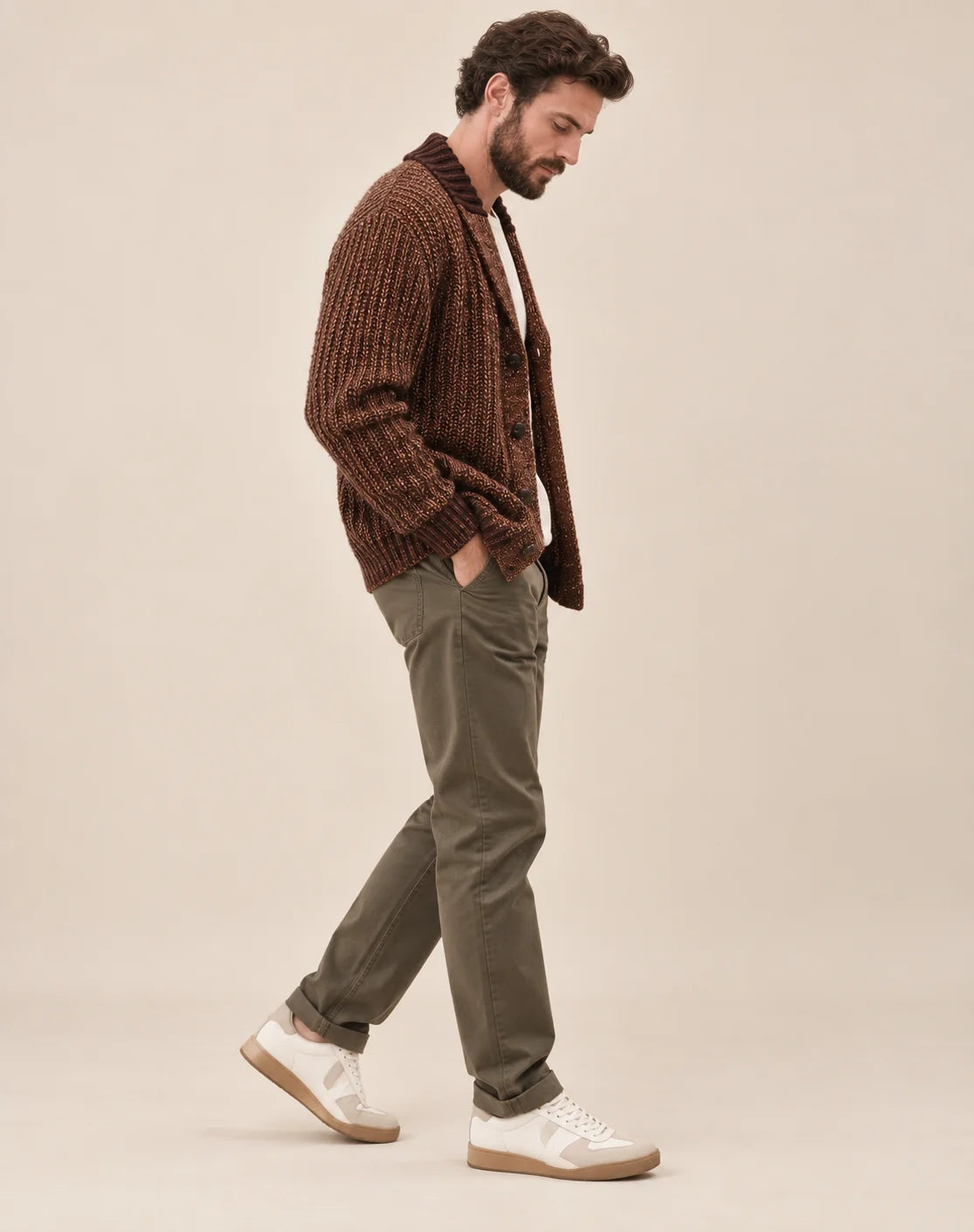 Herren Strickcardigan mit Schalkragen und Knöpfen