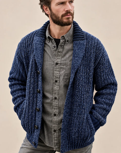 Herren Strickcardigan mit Schalkragen und Knöpfen