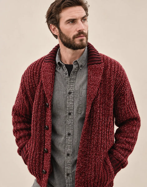 Herren Strickcardigan mit Schalkragen und Knöpfen
