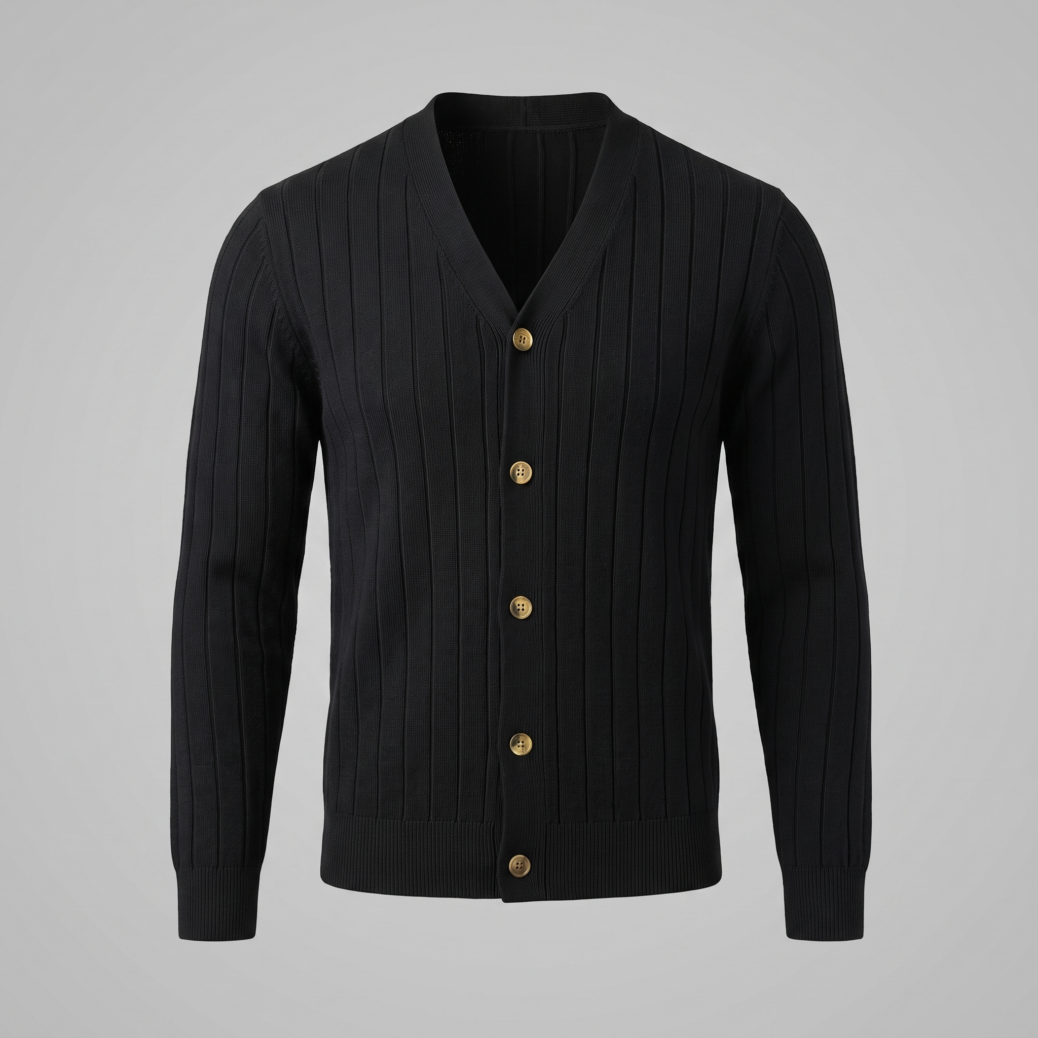 Herren Strickcardigan mit V-Ausschnitt und Rippstruktur