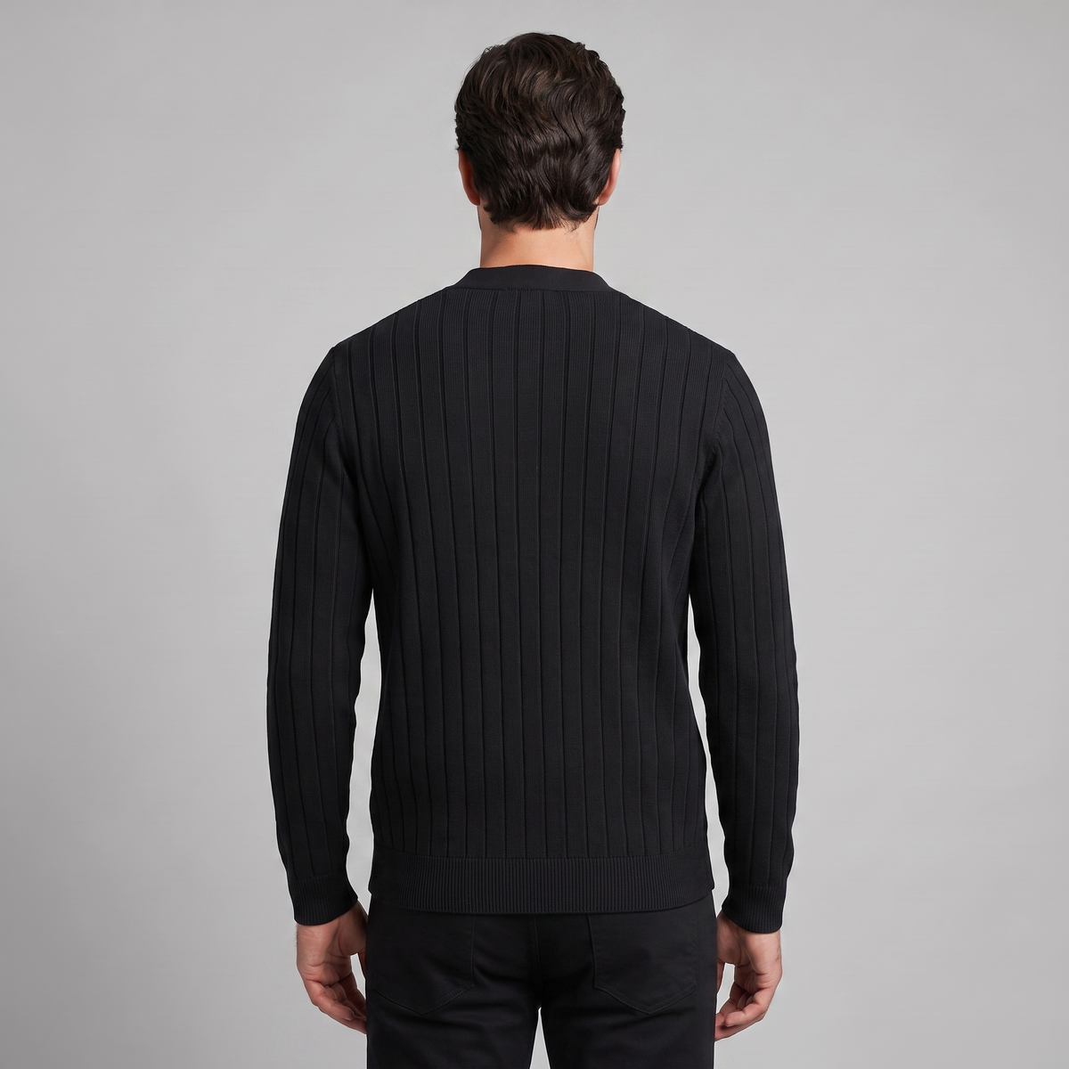 Herren Strickcardigan mit V-Ausschnitt und Rippstruktur