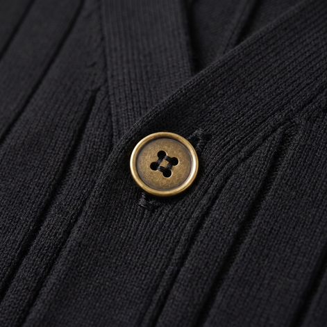 Herren Strickcardigan mit V-Ausschnitt und Rippstruktur