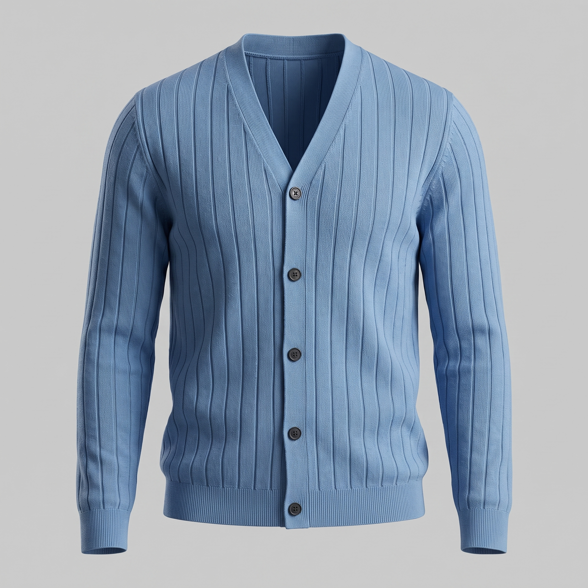 Herren Strickcardigan mit V-Ausschnitt und Rippstruktur