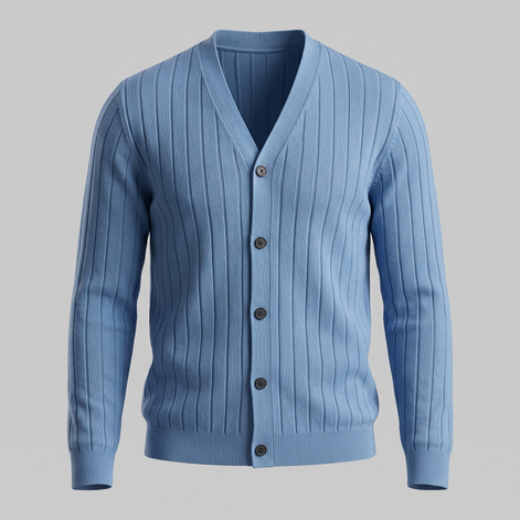 Herren Strickcardigan mit V-Ausschnitt und Rippstruktur