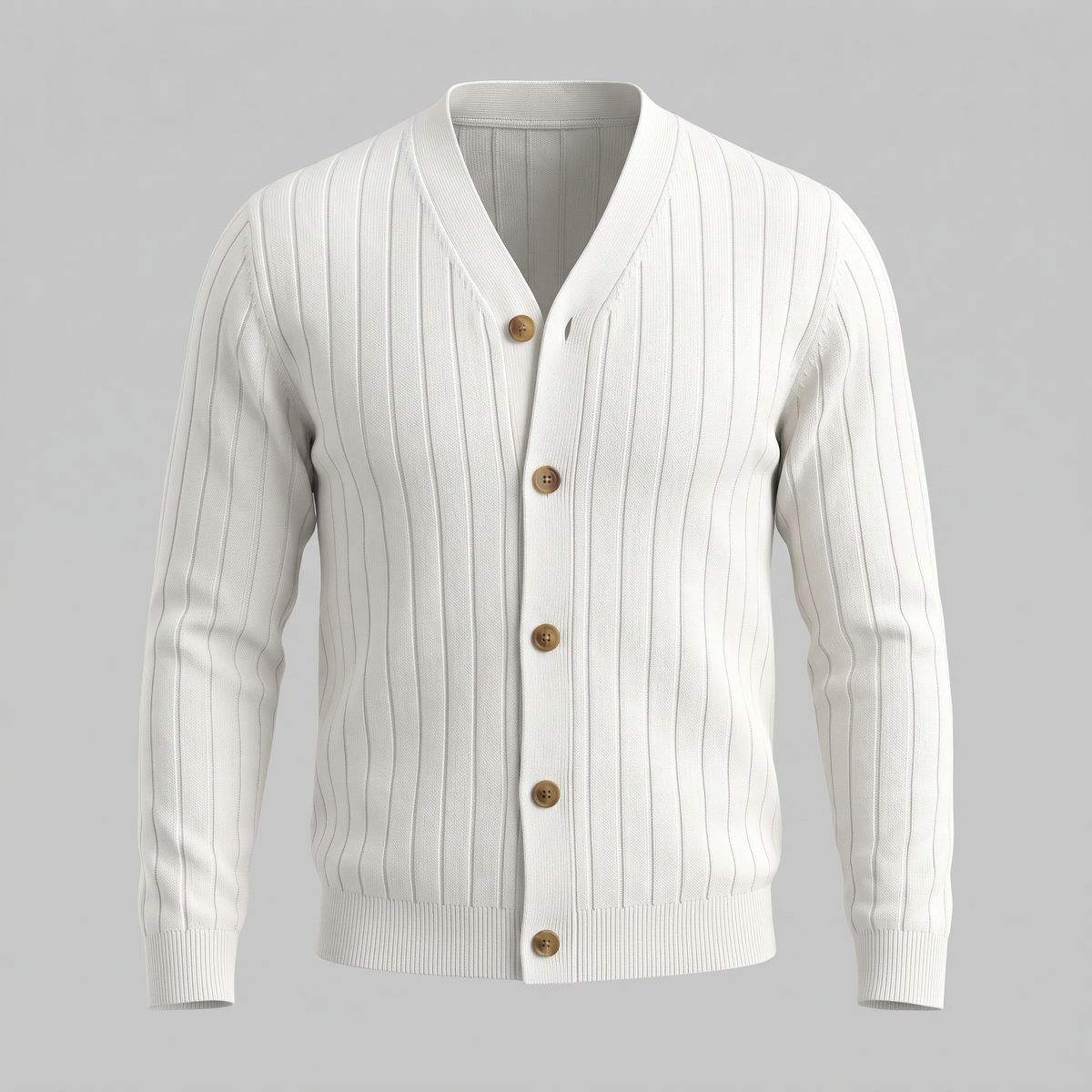 Herren Strickcardigan mit V-Ausschnitt und Rippstruktur