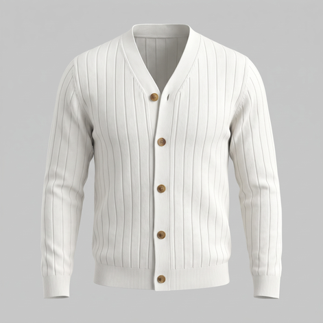 Herren Strickcardigan mit V-Ausschnitt und Rippstruktur