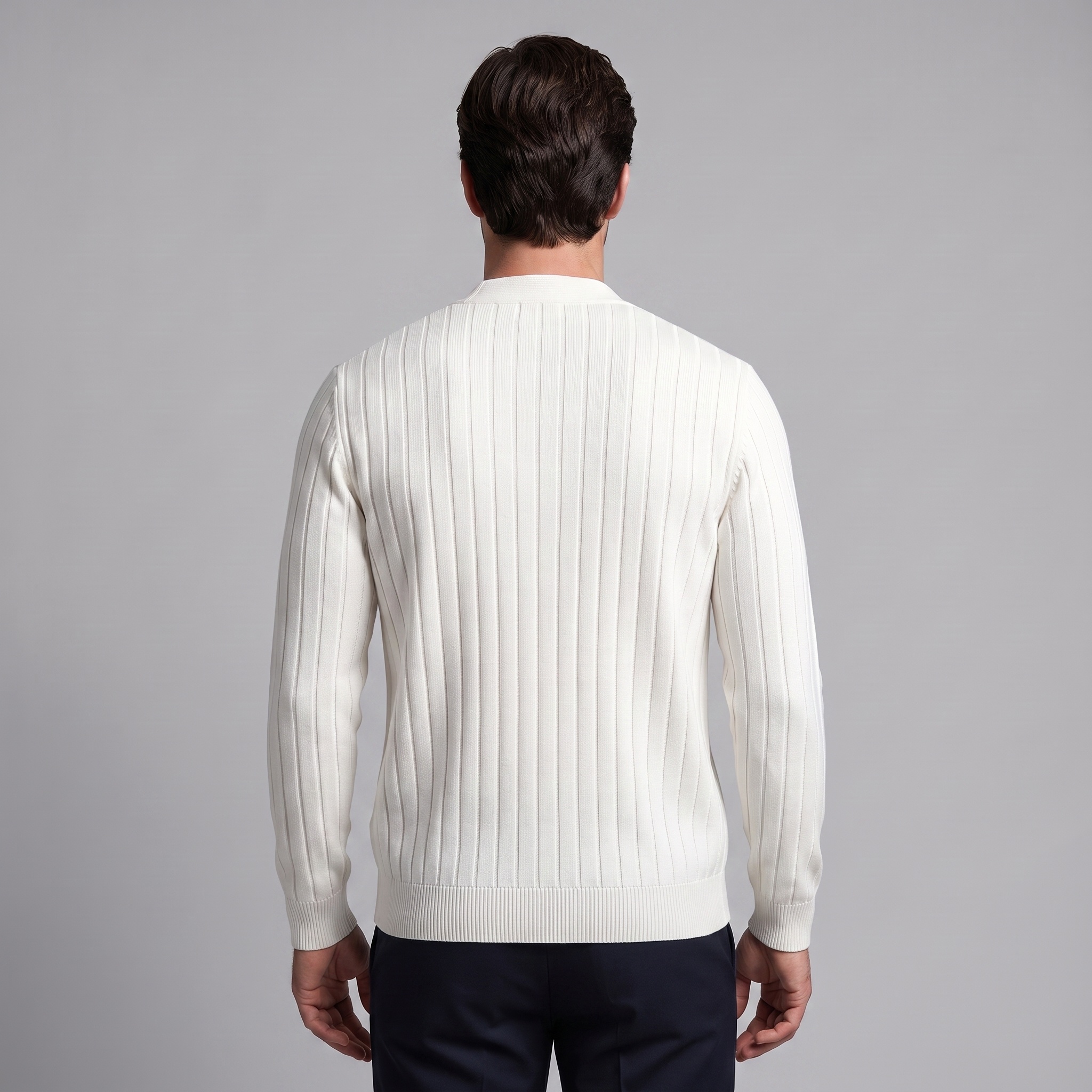 Herren Strickcardigan mit V-Ausschnitt und Rippstruktur