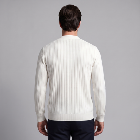 Herren Strickcardigan mit V-Ausschnitt und Rippstruktur