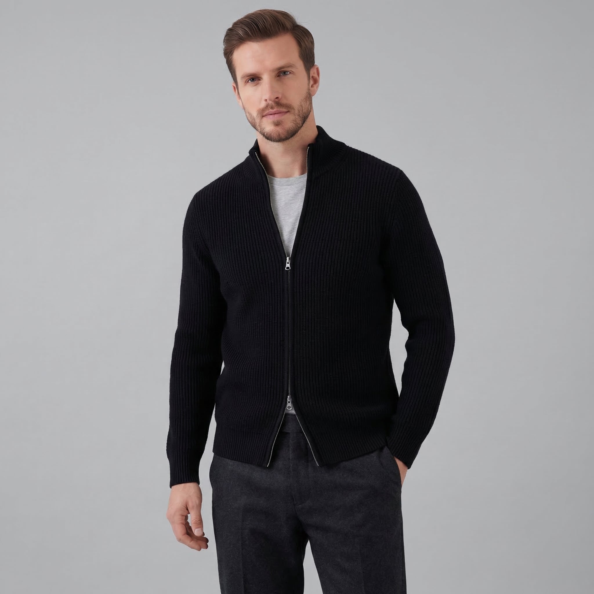 Herren Strickjacke Mit Reißverschluss