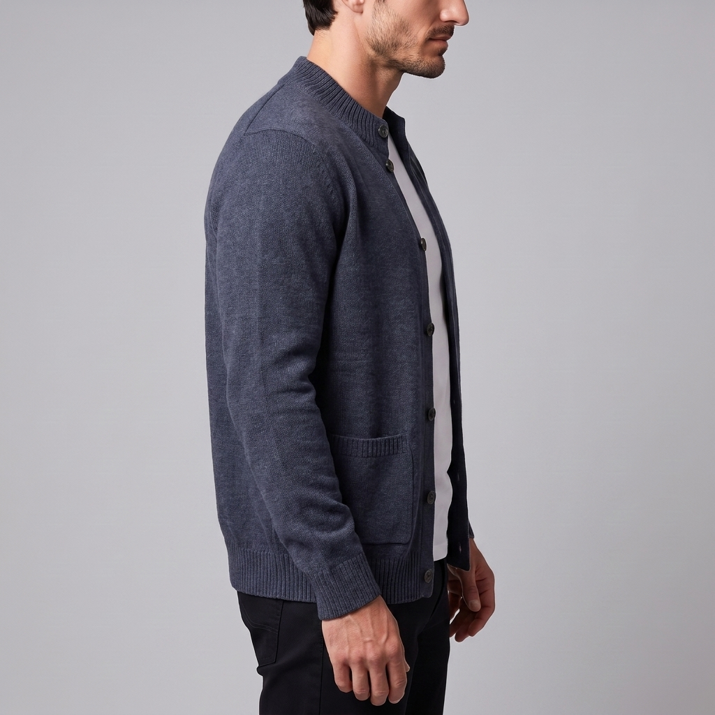 Herren Strickjacke aus Wolle mit Knopfleiste