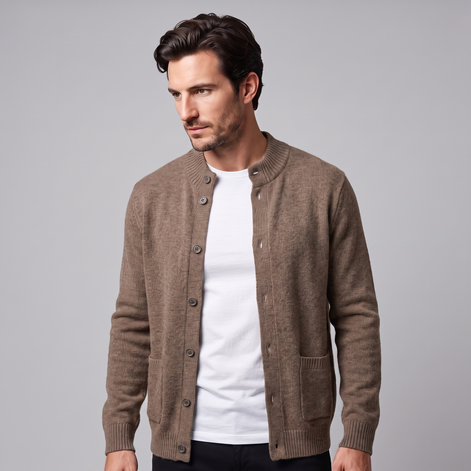 Herren Strickjacke aus Wolle mit Knopfleiste
