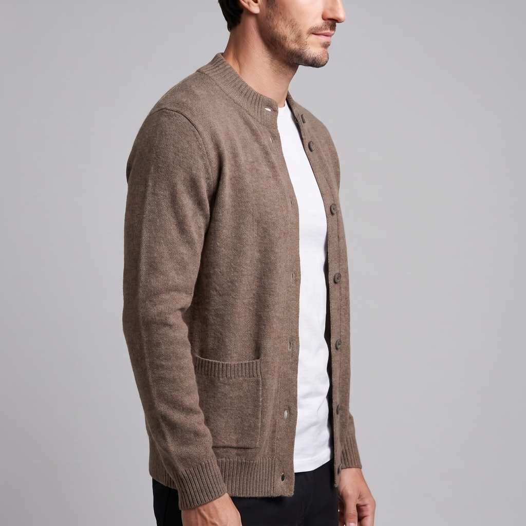 Herren Strickjacke aus Wolle mit Knopfleiste