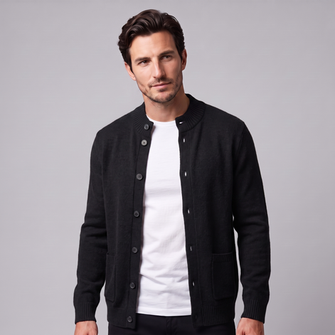 Herren Strickjacke aus Wolle mit Knopfleiste
