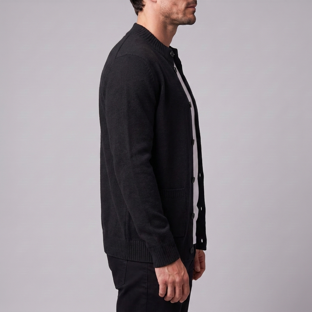 Herren Strickjacke aus Wolle mit Knopfleiste