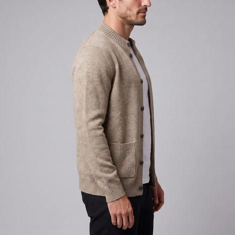 Herren Strickjacke aus Wolle mit Knopfleiste