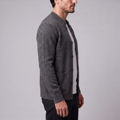 Herren Strickjacke aus Wolle mit Knopfleiste