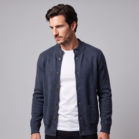 Herren Strickjacke aus Wolle mit Knopfleiste
