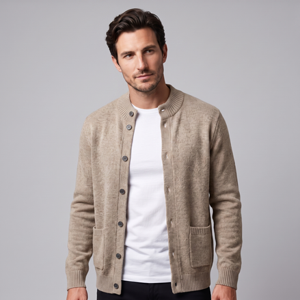 Herren Strickjacke aus Wolle mit Knopfleiste