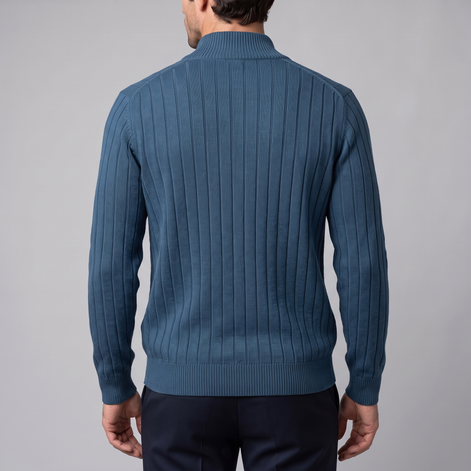 Herren Strickjacke mit Rautenmuster und durchgehendem Reissverschluss