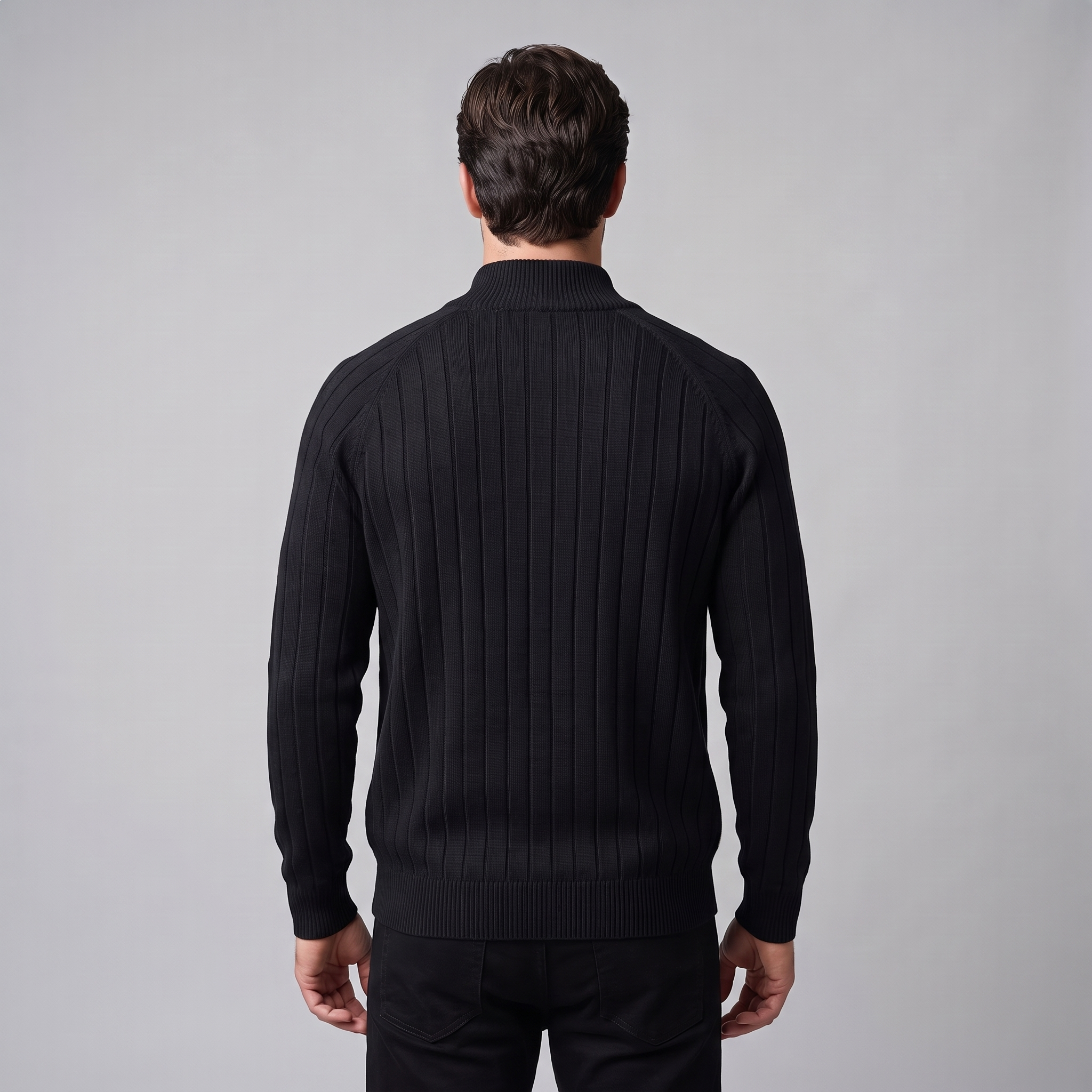 Herren Strickjacke mit Rautenmuster und durchgehendem Reissverschluss