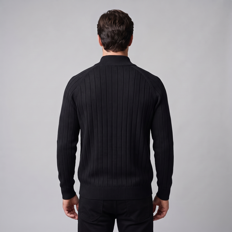Herren Strickjacke mit Rautenmuster und durchgehendem Reissverschluss