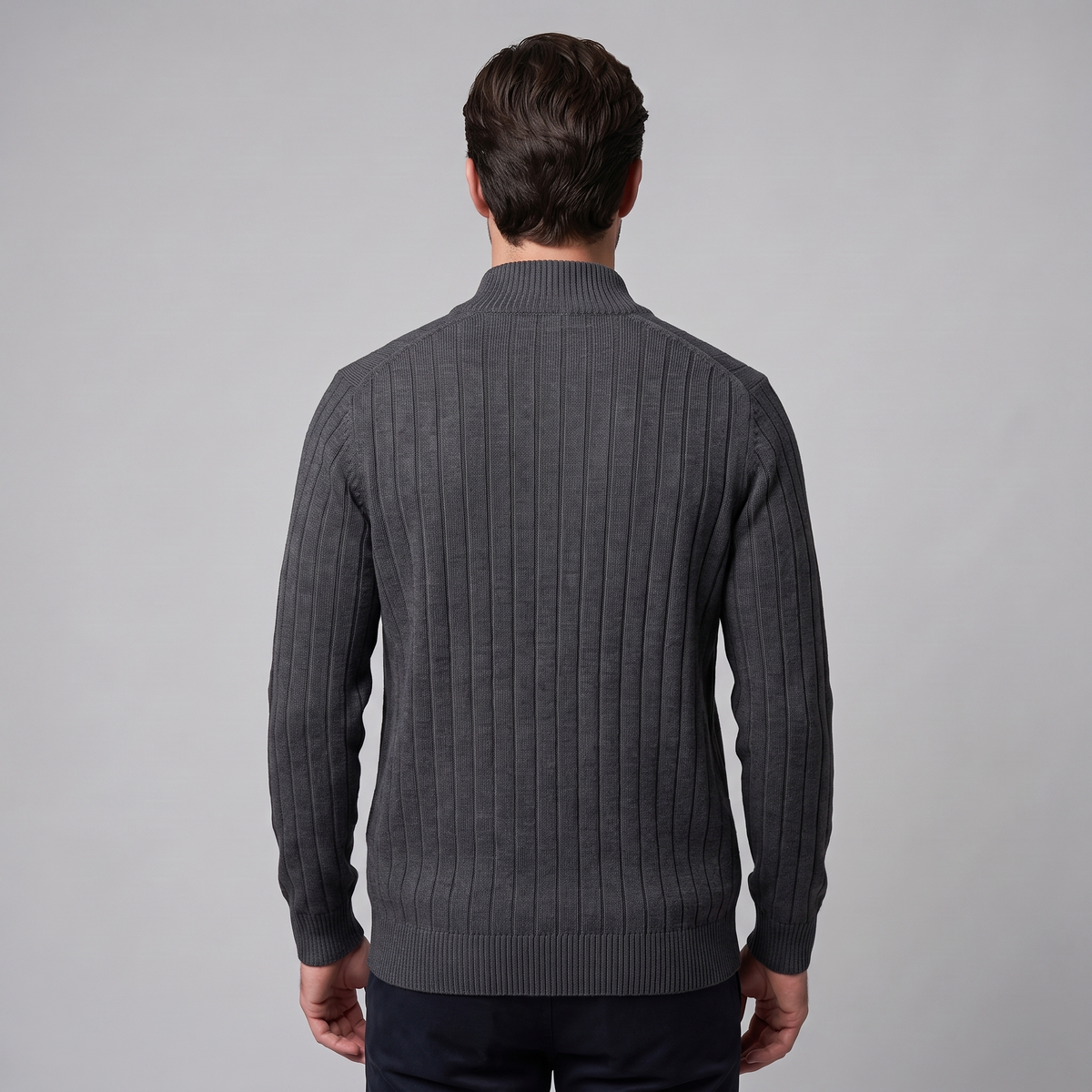 Herren Strickjacke mit Rautenmuster und durchgehendem Reissverschluss
