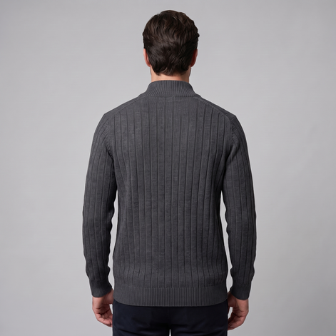 Herren Strickjacke mit Rautenmuster und durchgehendem Reissverschluss