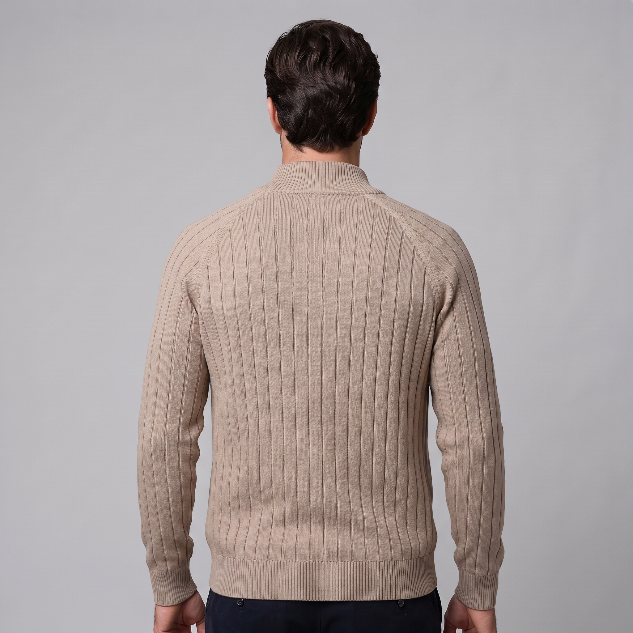 Herren Strickjacke mit Rautenmuster und durchgehendem Reissverschluss
