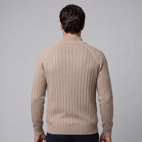 Herren Strickjacke mit Rautenmuster und durchgehendem Reissverschluss