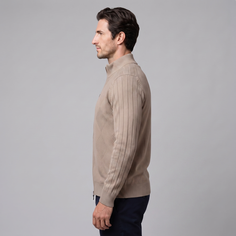 Herren Strickjacke mit Rautenmuster und durchgehendem Reissverschluss