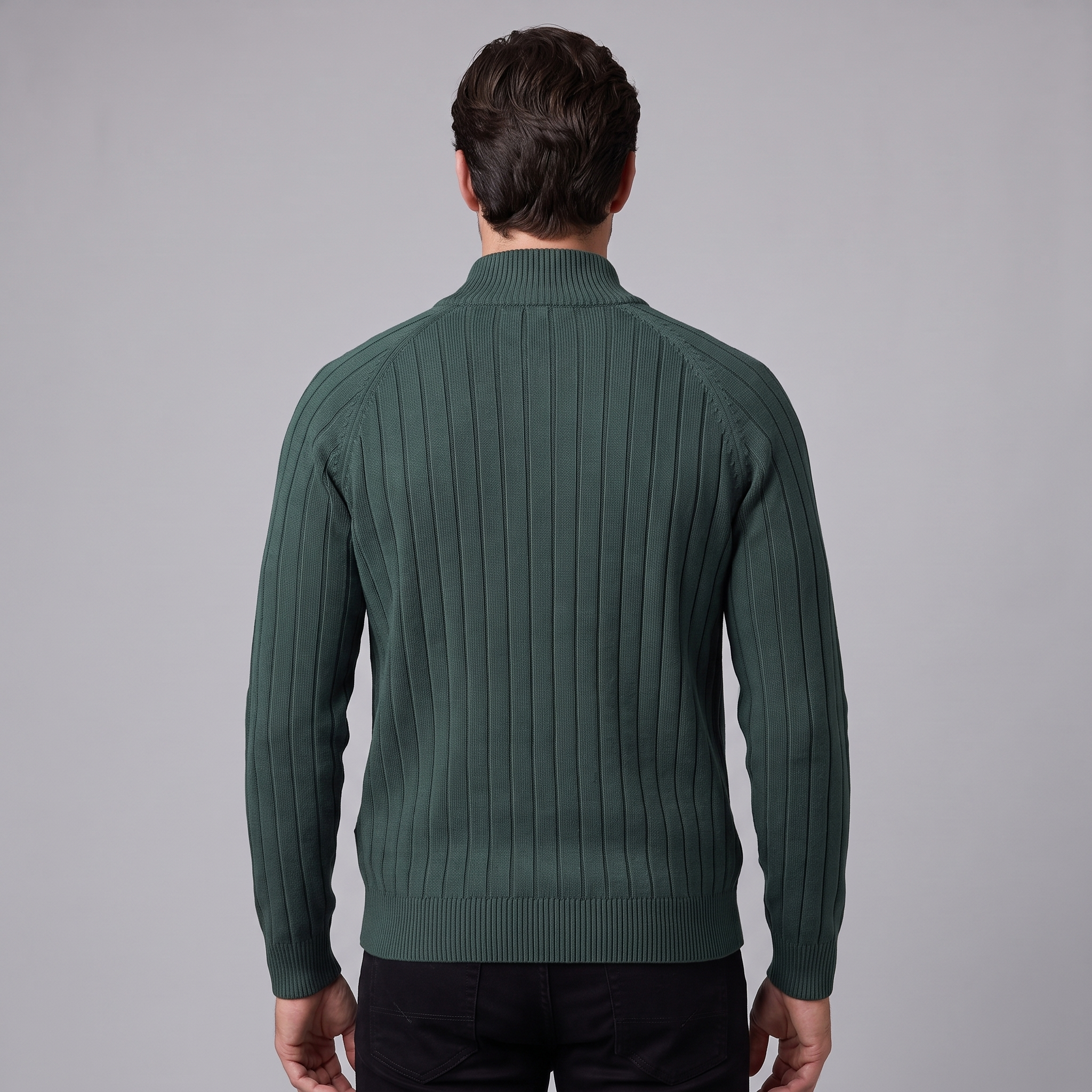 Herren Strickjacke mit Rautenmuster und durchgehendem Reissverschluss