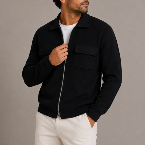 Herren Strickjacke mit Reißverschluss und Kragen