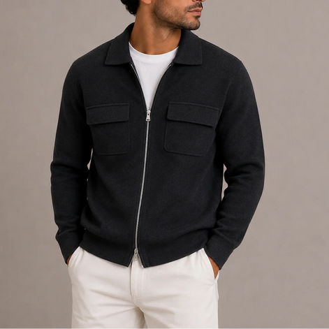 Herren Strickjacke mit Reißverschluss und Kragen