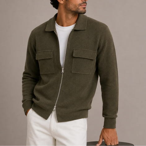 Herren Strickjacke mit Reißverschluss und Kragen