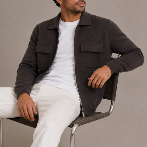 Herren Strickjacke mit Reißverschluss und Kragen