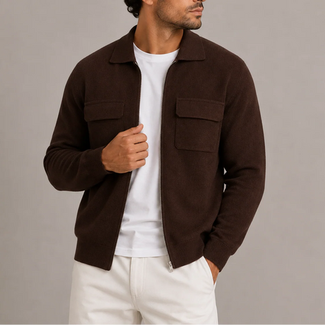 Herren Strickjacke mit Reißverschluss und Kragen