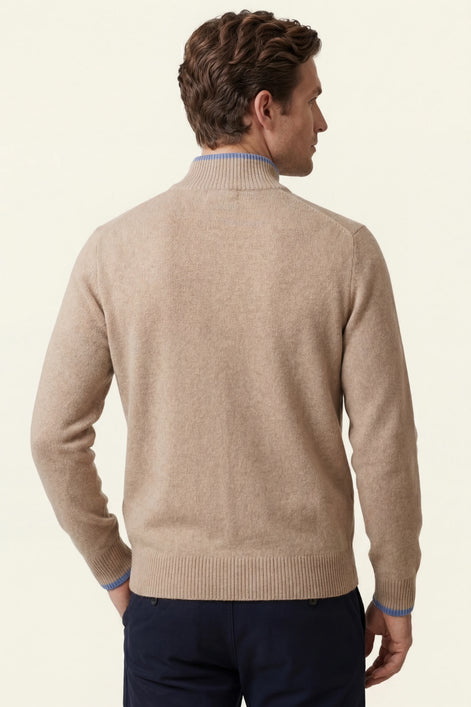 Herren Strickjacke mit Reißverschluss und Rippkragen