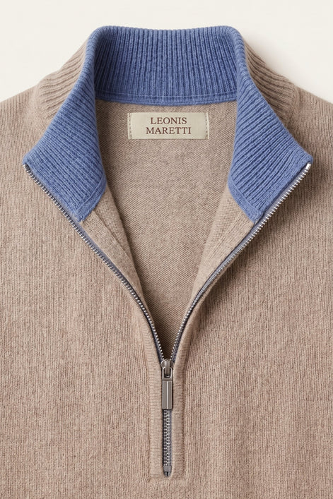 Herren Strickjacke mit Reißverschluss und Rippkragen