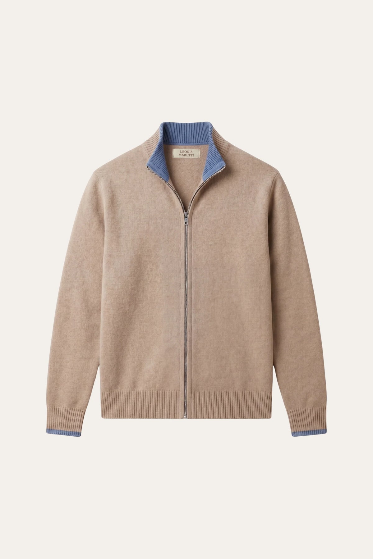 Herren Strickjacke mit Reißverschluss und Rippkragen