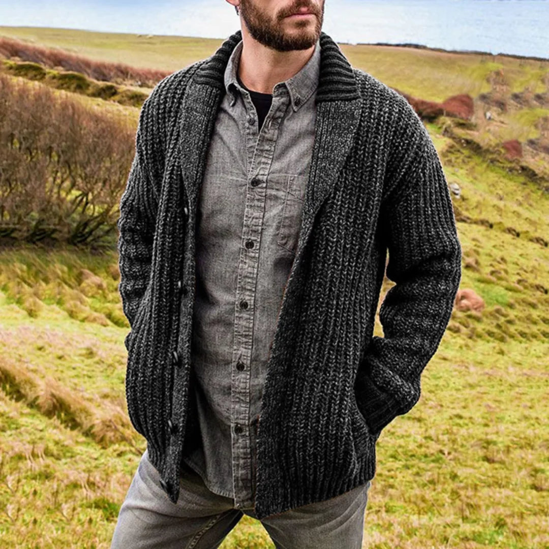 Herren Strickjacke mit Schalkragen und Knöpfen